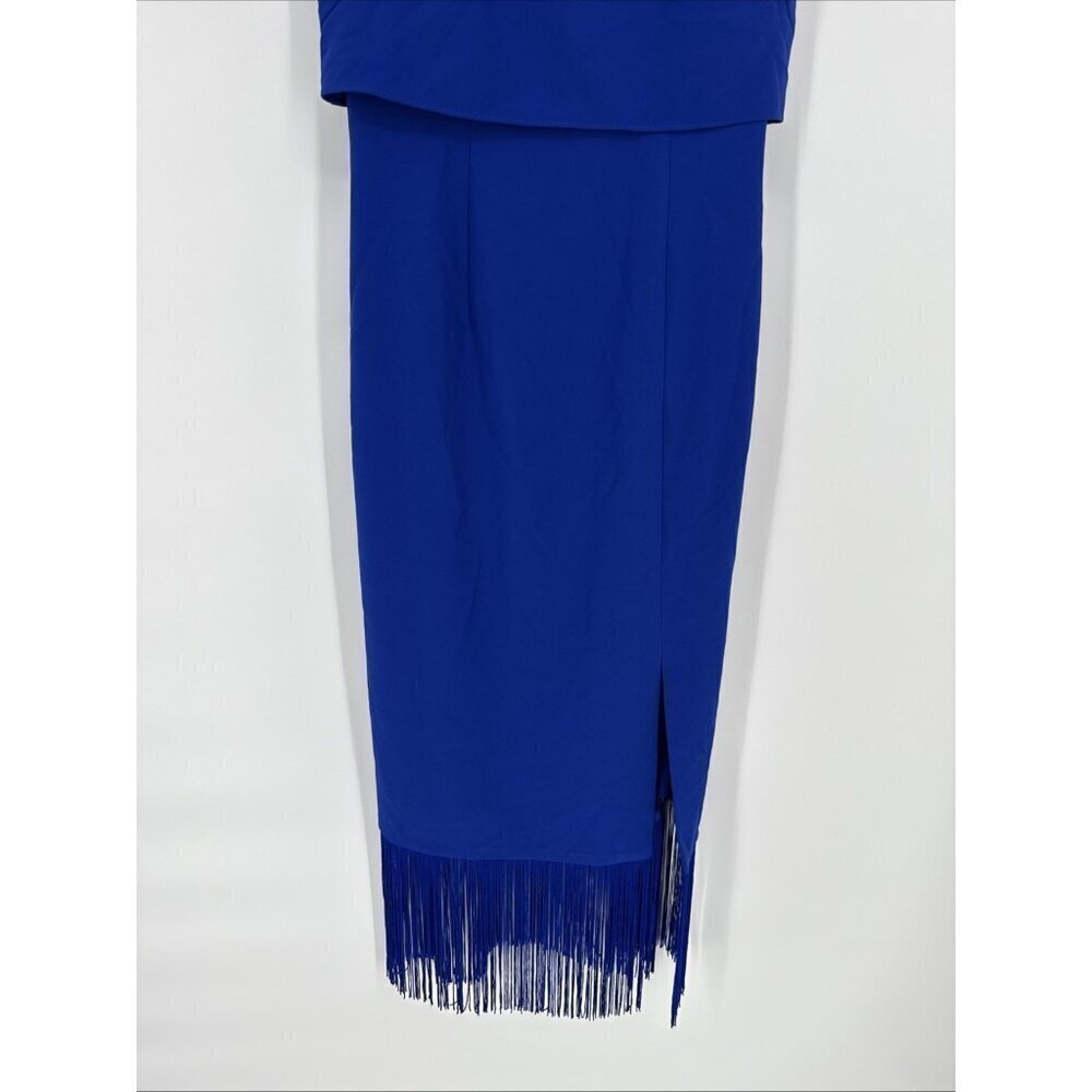 NWT Aidan by Adrianna Papell Cobalt Blue Fringe Midi Dress – Size 2 - Picture 8 of 16